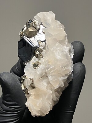 Sphalerite, Pyrite, Calcite (red fluorescent) Trepca Stari Trg Mine, Kosovo