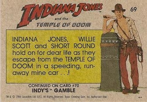 INDIANA JONES TEMPLE OF DOOM TRADING CARDS SET 1984 TOPPS BASE CARD 69 - Picture 2 of 2