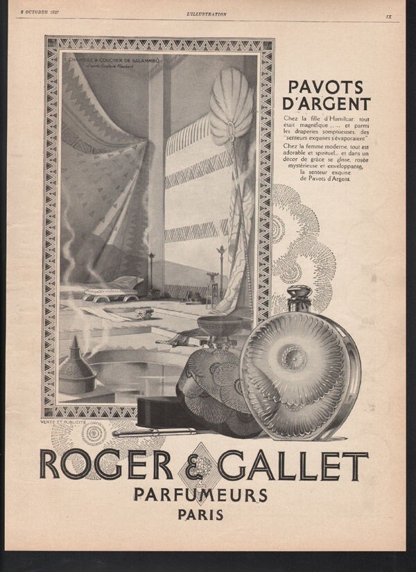 1927 ROGER GALLET PERFUME FRAGRANCE PARIS BOTTLE BATH TUB WASH BOX