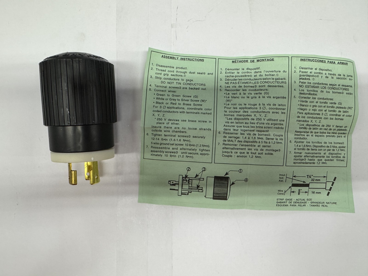 Bryant 71120NP Locking Plug, 3P 3W 20A 250V 3PH | eBay