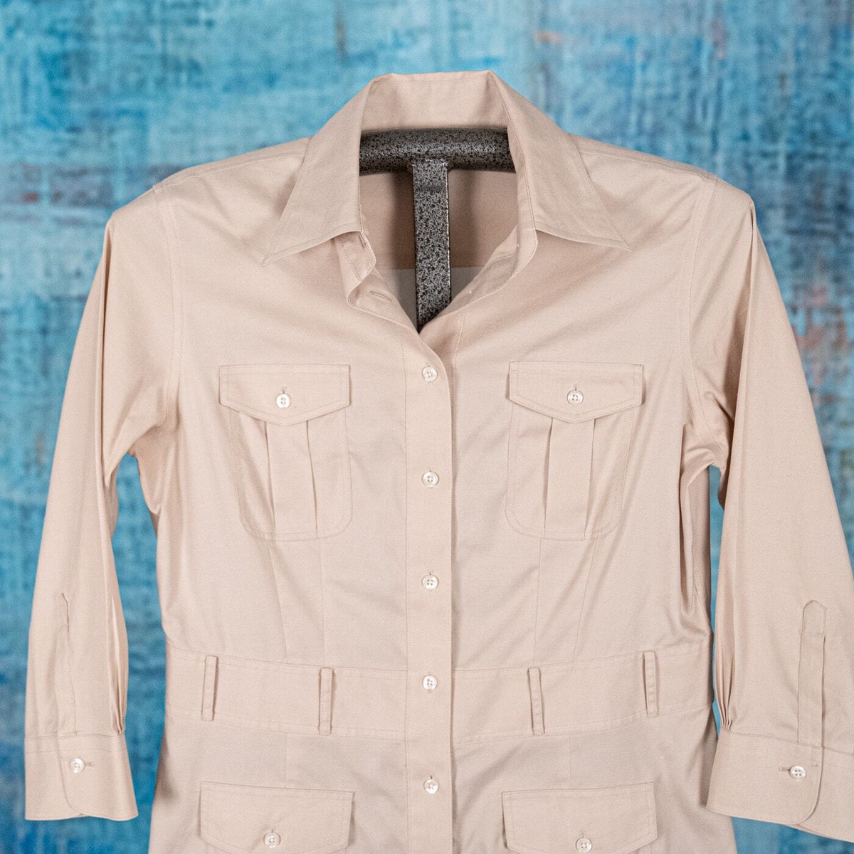 Robe Safari Brooks Brothers, Taille 6, Couleur Beige Bronzé - Style Chemise/cargo, Coton - Occasion Très Bon état