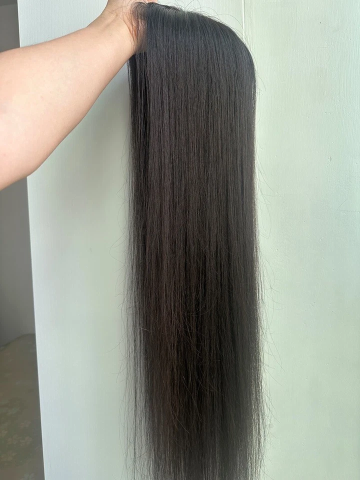 5英寸X5英寸单声道带丝绸顶帽,处女人类精美发饰女式10~30英寸 — 第 2/4 张图片