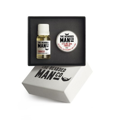 2er Set Bartöl und Schnurrbartwachs Geschenkbox Tabakbox