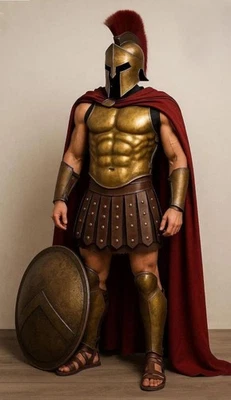 Spartan Warrior Armor Greek Hoplite Helmet Cuirass Greaves Shield LARP Costume - image 1 of 4