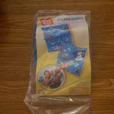 Inflatable Swimming Arm Bands Floaties Kids Pool Safety Blue Fish Shark
