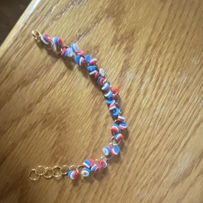 Multicolor Plastic Beaded Bracelet w/ Lobster Clasp & Adjustable Extender Chain