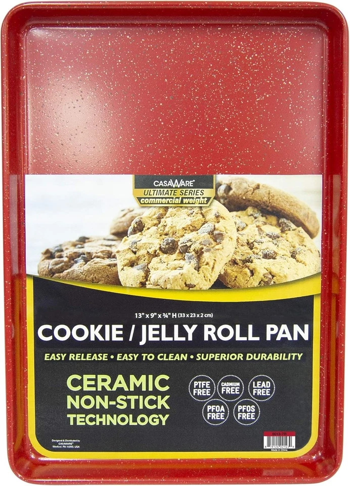 3pc Red Granite Ceramic Nonstick Cookie Sheet Set - Perfect for Baking Lovers - Image 4 of 4