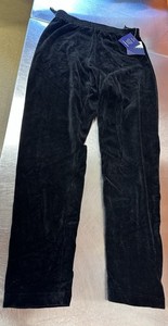 NWT Liz Claiborne Size M Velvet Pants Lizsport  Black Pockets Straight Leg