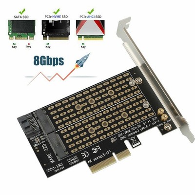 M.2 NGFF zu Desktop PCIe x4 x8 x16 NVMe SATA Dual-SSD-PCI-Express-Adapterkarte