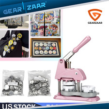 Button Maker Machine 3-in-1 Pink Badge Pin Machine Multiple Size Button