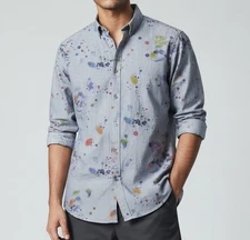 Visconti Signature Series Shirt Blue Paint Splatter Limited Edition Button Shirt