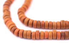 Rustic Orange Java Glass Button Beads 8mm Indonesia Disk Large Hole