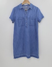 Old Navy Chanbray Distressed Hem Short Sleeve Shirt Dress Sz M Western Cowgirl