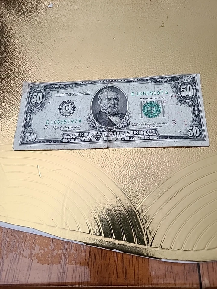 1950 $ 50 Bill  old paper  money  mis cut note - Image 4 of 4