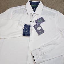 NWT Tom Baine Men's Slim-Fit Performance Stretch Dress Shirt White Size M