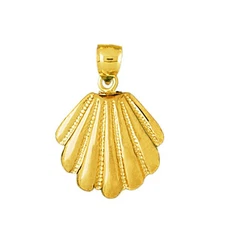 14K Gold 18 MM Scallop Shell Pendant