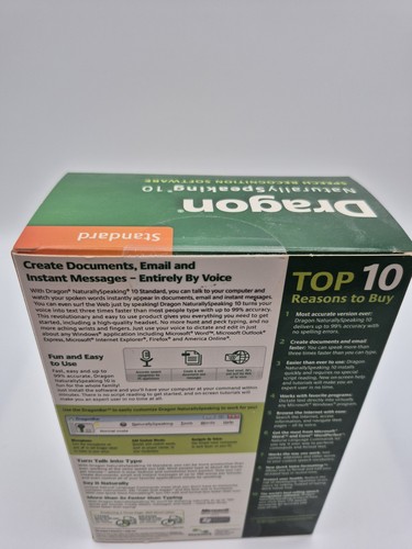Nuance Dragon Naturally Speaking 10 Speech Recognition Software/Microphone New - Picture 6 of 8