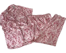 adonna women's pink floral short sleeve long pants pajama set size XL