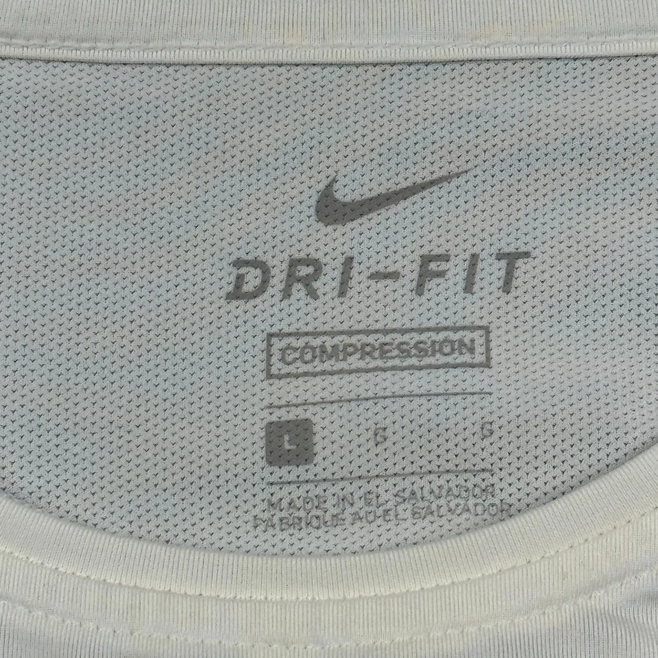 Nike Pro Shirt Mens Large White Crewneck Cool Compression Training Long Sleeve - Image 3 of 4