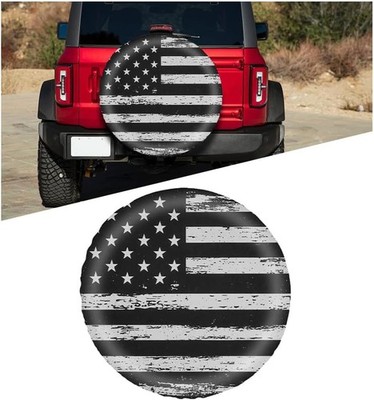 Car Spare Tire Cover, 15Inch Dustproof Waterproof Flag Vehicle Spare Wheel Prote