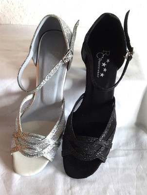 Silberne Damen-Tanzschuhe Ballsaal, Latein, Salsa, Jive   UK-Größe 3   8