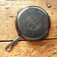 Vintage GRISWOLD Cast Iron SKILLET Frying Pan # 5 LARGE BLOCK LOGO - Ironspoon