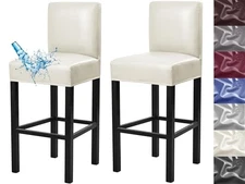 Bar Stool Covers,Pack Stretch Waterproof PU Bar Stool Covers with Backs 2 Beige