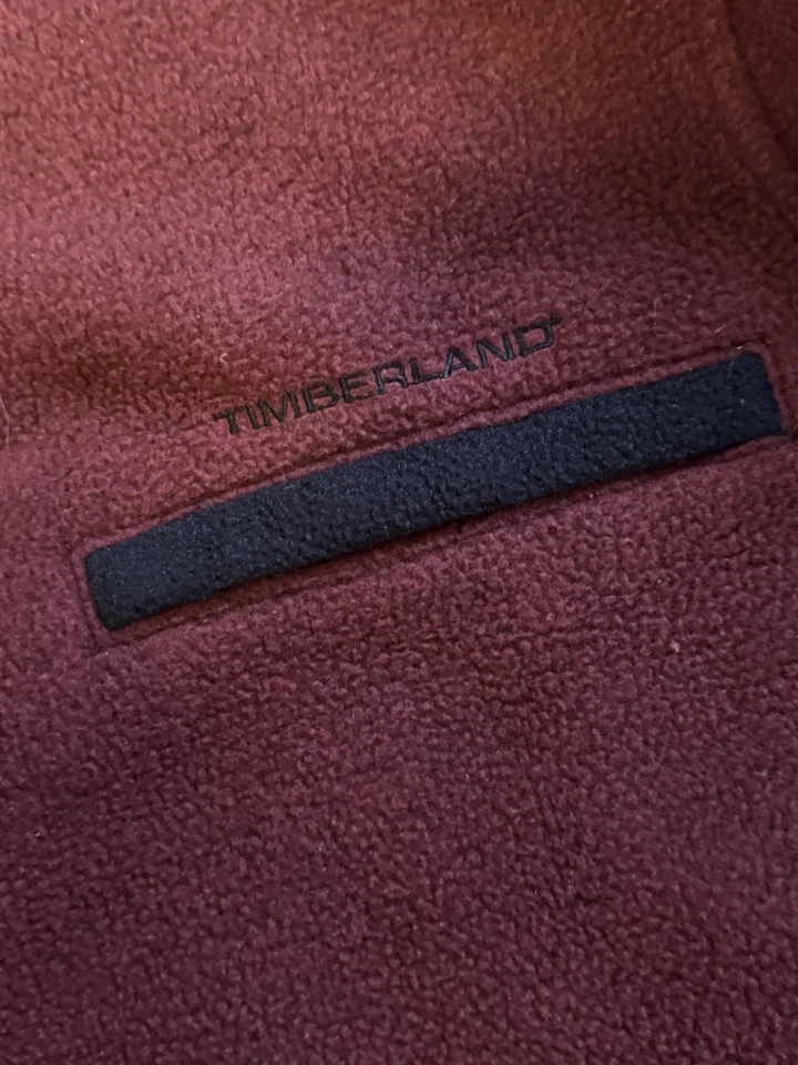 Timberland Men's Rare 90's USA Made Crew Neck Fleece POLARTEC Tags maroon black - Image 4 of 4