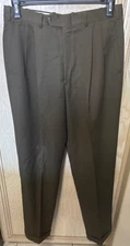 JB Britches 32x34 Olive Green 100% Wool Pleated Cuffed Dress Pants USA Made