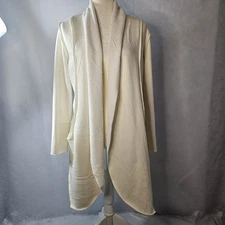 C. OLIVOR Cream Beige Cardigan Fuzzy Lined Sz M Pockets NEW Pockets