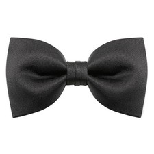Mens Black Bow Tie Matte Satin Silk Adjustable Solid Pre-tied Bow Black Classic