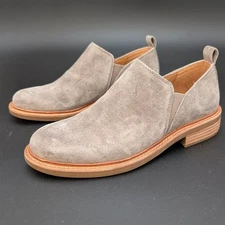 Sofft Naisbury II Womens 6.5 Taupe Slip-On Leather Upper Stacked Heel Pull Tabs