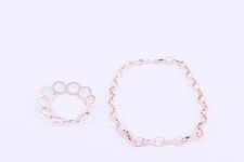 Vintage Silver 925 Necklace & Bracelet Set Chunky Textured Link Jewellery 73.97g