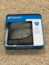 Columbia Security Mens Wallet Black Leather RFID Shield NEW