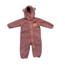 Patagonia Baby Fury Friends Bunting  High Pile Fleece 1 Pc  Suit Pink Sz 6-12
