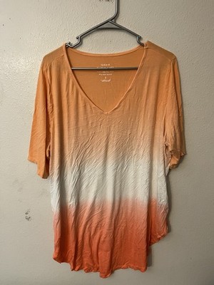 torrid super soft knits short sleeves top ombré orange cream 3, 3X