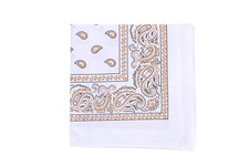 22 Inch Cotton Paisley Bandana White Gold