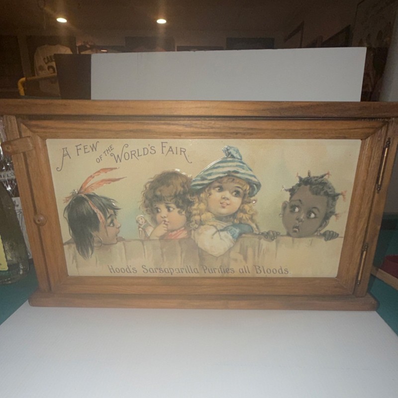 Hood's Sarsaparilla Antique Wooden Display Case World's Fair Advertising