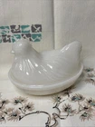 VTG Milk Glass Hen on Nest Candy Dish, Hazel Atlas 4.25”L  3.25”W 3.5”H