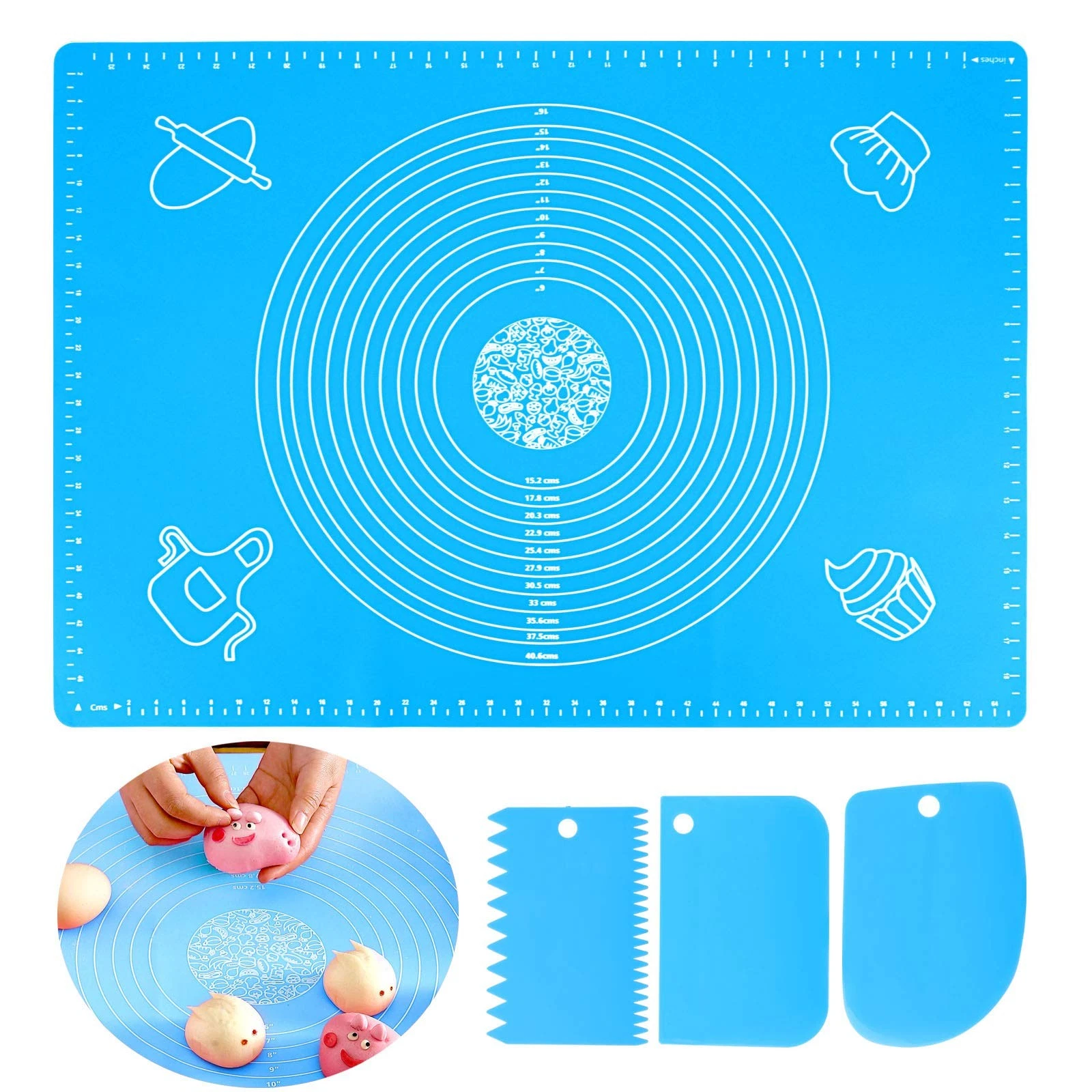 27.6x19.7in Silicone Baking Mat Pastry Mat with Measurement, Non-Slip Pastry ...