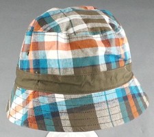 NEW NWT Gymboree Sun Beach Cap Hat Size Small Kids Plaid Blue Orange Olive Green