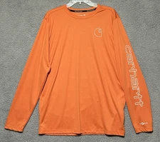 Carhartt Shirt Mens Med Orange Force Sun Defender Long Sleeve Relaxed Fit Work