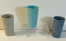 Lot Of 3 Vintage Tupperware Tumblers Cups 12 Oz. Blue Gray 873