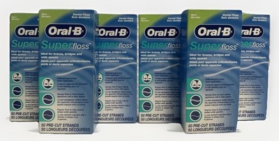 6 Pack: Oral-B Super Floss Pre-Cut Strands Mint 50ct/300 Total Dental Floss