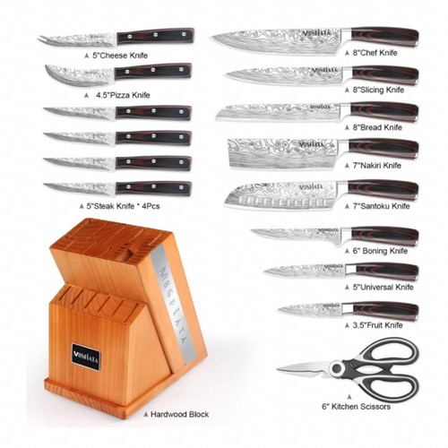 MOSFiATA Messerblock Set, 20pcs Küchenmesser Set Scharf und Schere, Profi - Bild 2 von 7