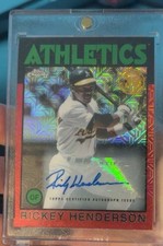 2021 Topps 1986 Topps Chrome Baseball Rickey Henderson #86TC-23 Red Autographs/5