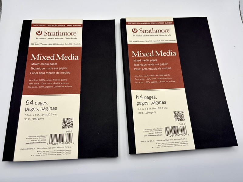 Two (2) Strathmore 567-5 500 Series Mixed Media Art Journals, 5.5" x 8.5" 64 pg