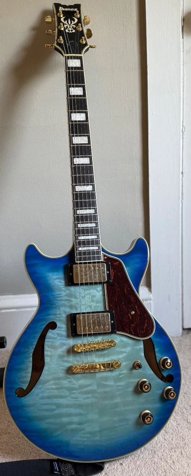 Ibanez Artcore AM93QM Semi-Hollow Electric Guitar - Jet Blue Burst - Image 3 of 4
