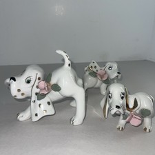 Juego De 3 Estatuillas De Perro Perro Perro Perro Perro Perro De Colección Mamá Y Cachorros Porcelana Japón Persecución