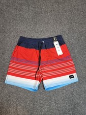 Hurley Phantom Mens Trunks Swim Beach Short Blue Red White Striped New